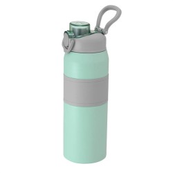 Botella Deportiva Gris con Asa y Tapa Segura – Personalizada con tu Logo todotazones.cl
