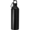 Botella de Aluminio Negra con Tapa Rosca y Mosquetón – Personalizada con tu Logo