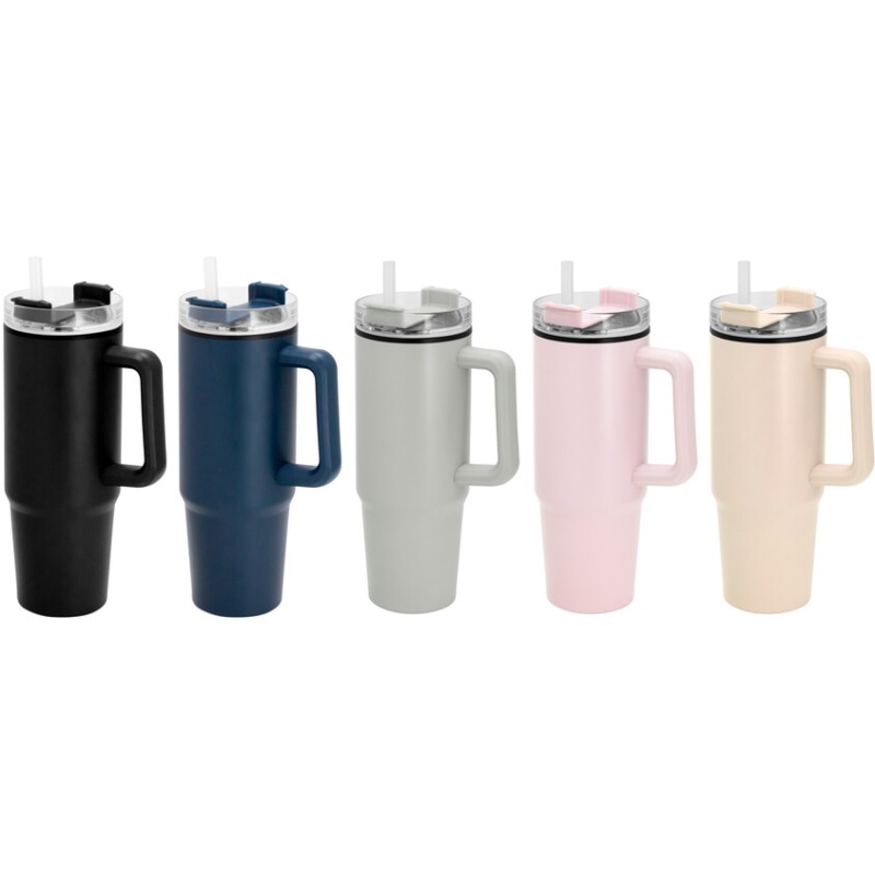 Mug Azul con Asa, Tapa y Bombilla – Personalizado para Regalos Corporativos