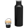 Botella metálica negra con tapa de bambú personalizada | Regalo corporativo todotazones.cl